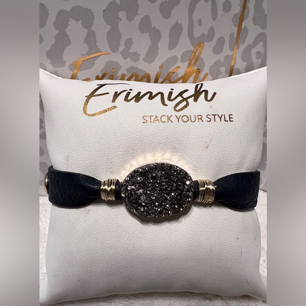 Brand New Erimish Bracelet  Dk Gray With Druzy Stone